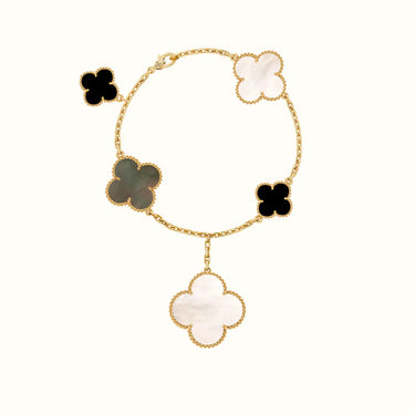 Vintage Alhambra Yellow Mixed Clover Charm Bracelet