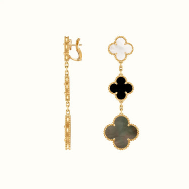 Vintage Alhambra Yellow Mixed Clover Drop Earrings