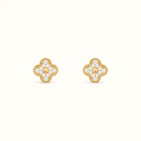 Vintage Alhambra Yellow Pavé Clover Earrings