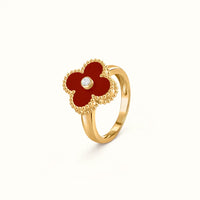 Vintage Alhambra Yellow Red Center Stone Clover Ring