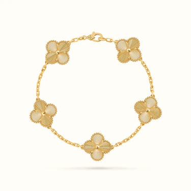 Vintage Alhambra Yellow Textured Clover Motif Bracelet
