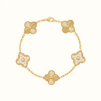 Vintage Alhambra Yellow Textured Pavé Clover Bracelet