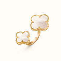 Vintage Alhambra Yellow White Double Clover Open Ring