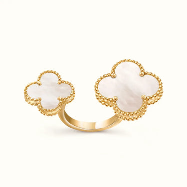 Vintage Alhambra Yellow White Double Clover Open Ring