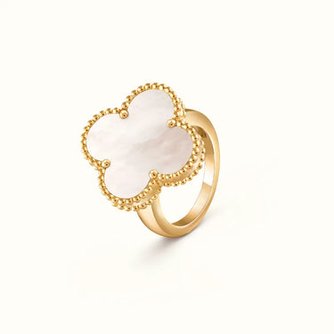 Vintage Alhambra Yellow White Inlay Clover Ring