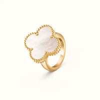 Vintage Alhambra Yellow White Inlay Clover Ring