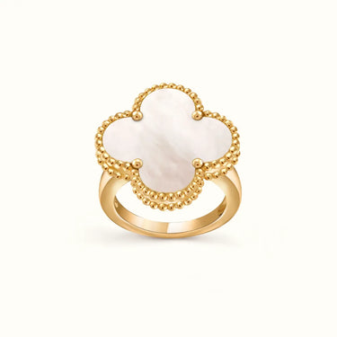 Vintage Alhambra Yellow White Inlay Clover Ring