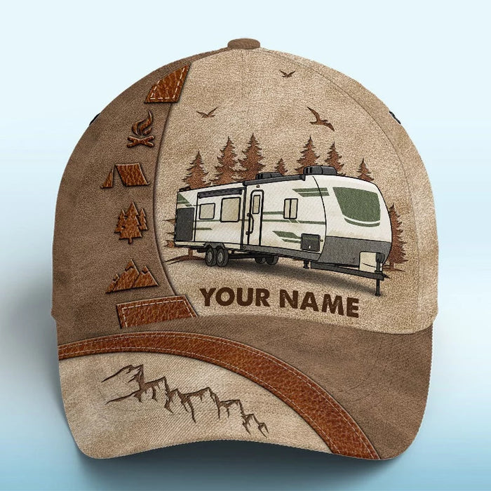 Where the Peaks Whisper, I Follow - Custom All-Over Print Hat - A Perfect Gift for Camping Lovers