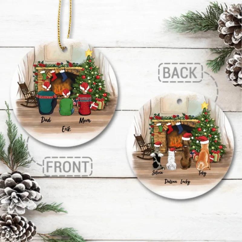 christmas dog ornaments family ornament with dog cat custom family ornament christmas ceramic ornaments 2 sides 2 designs 5bh1l