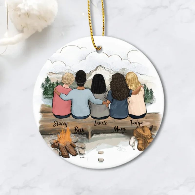 personalized best friend christmas gift ideas ceramic ornament printed on both sides hiking mountain 2272 plt2g