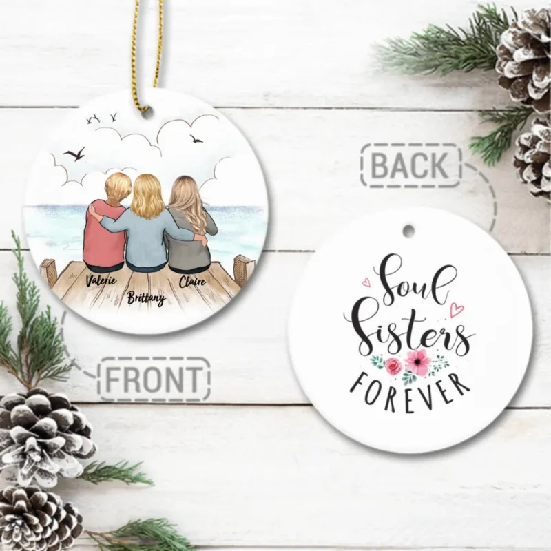 personalized best friend gift ideas ceramic ornament 2 sides 2 designs custom message wooden dock qmgcq