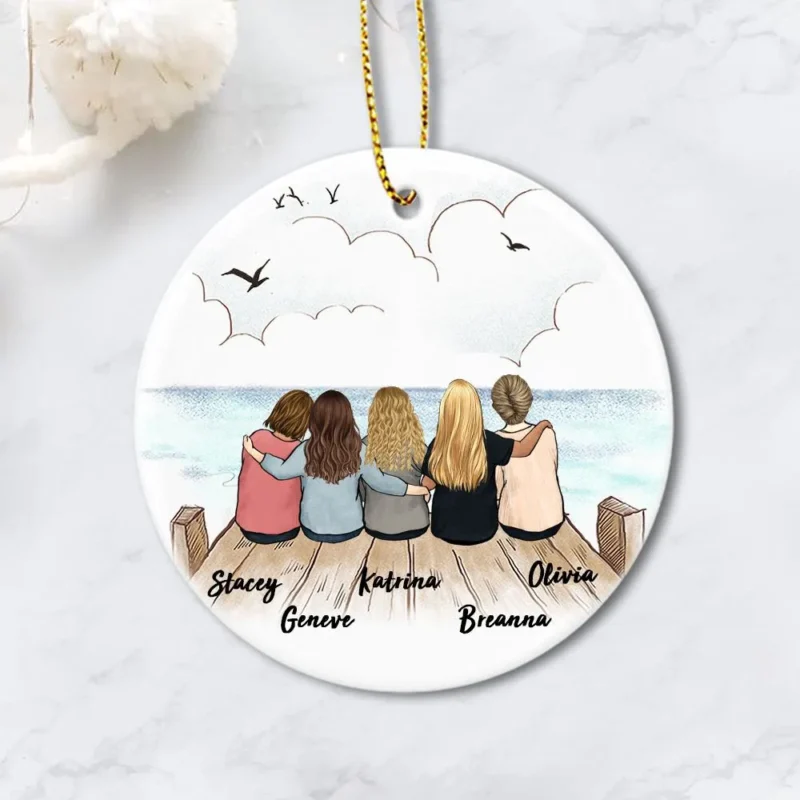 personalized best friend ornament christmas ceramic ornament bestie ornament printed on both sides wooden dock eipqs