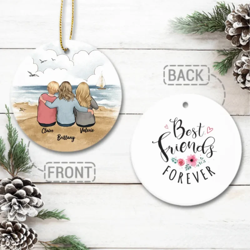personalized best friend ornaments ceramic ornament 2 sides 2 designs custom message beach fzome