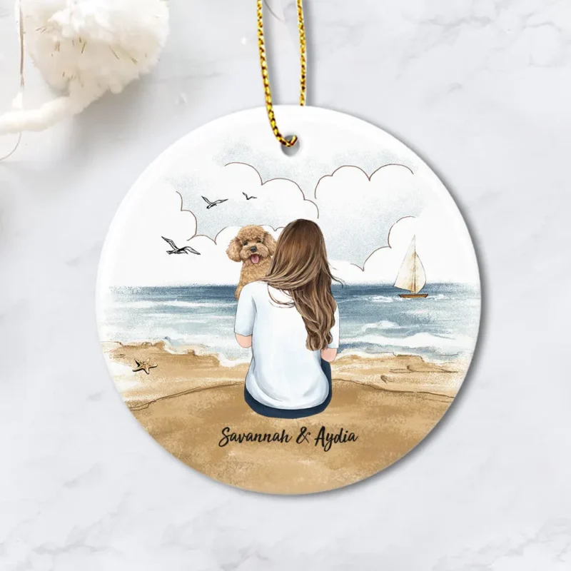 personalized ceramic ornament gifts for dog lovers dog mom beach 9x2lh
