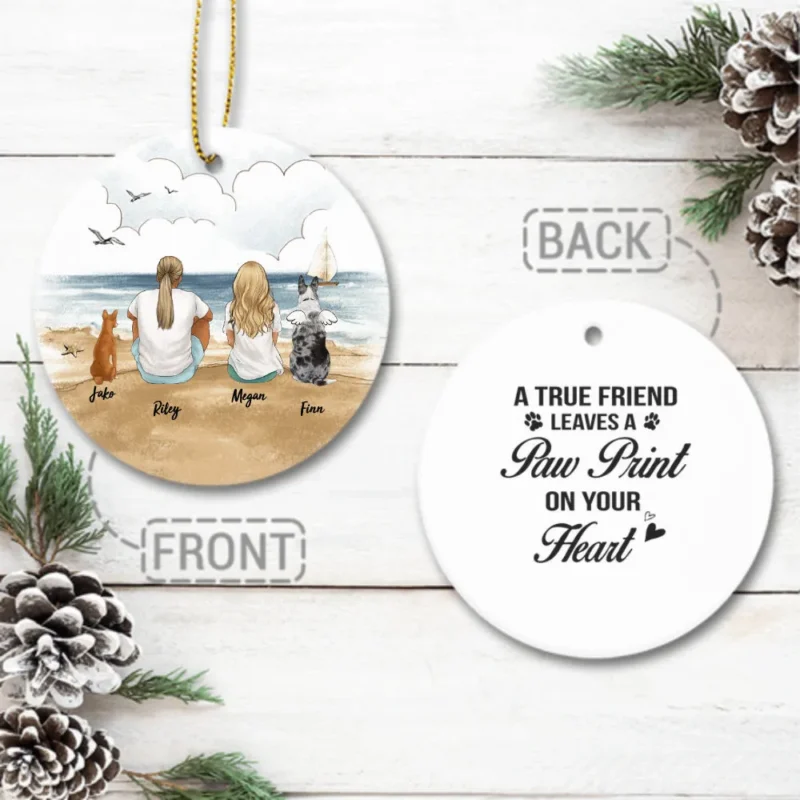 personalized ceramic ornament gifts for dog lovers 2 sides 2 designs dog couple custom message beach msizk