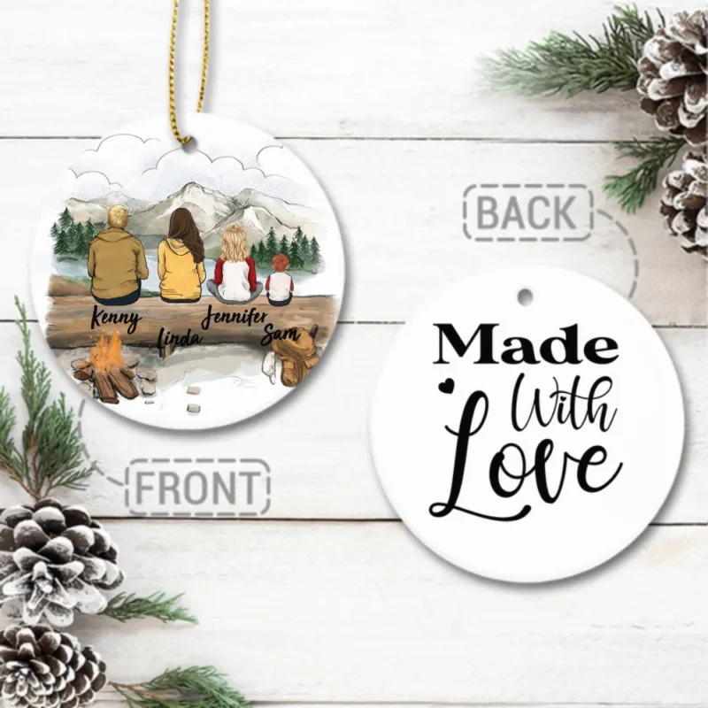 personalized ceramic ornaments gifts for the whole family 2 sides 2 designs up to 5 people hiking custom message 10wdt