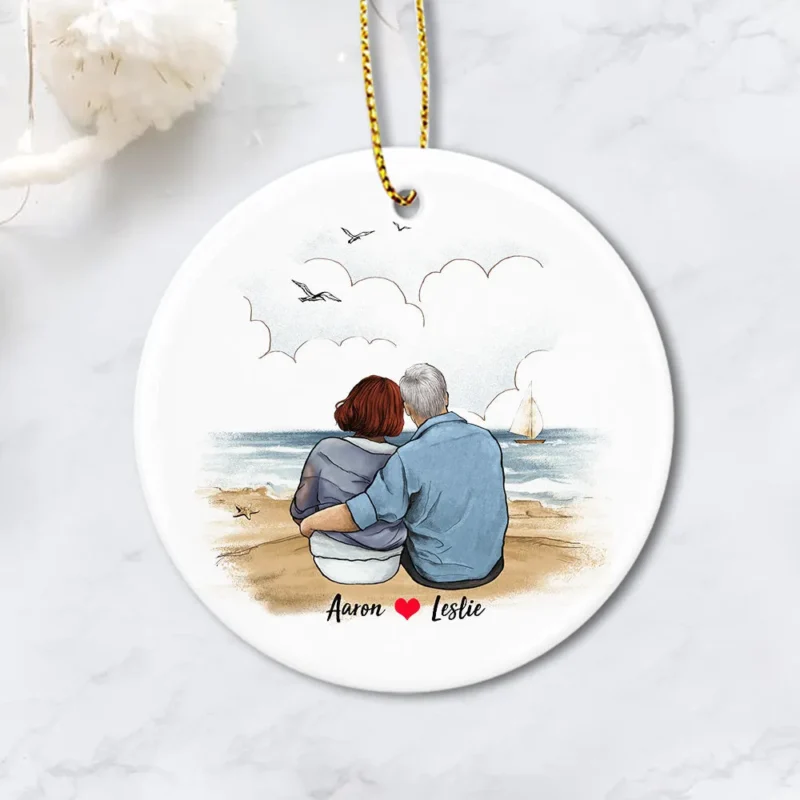 personalized couple ceramic ornament for him for her printed on both sides nkq1v