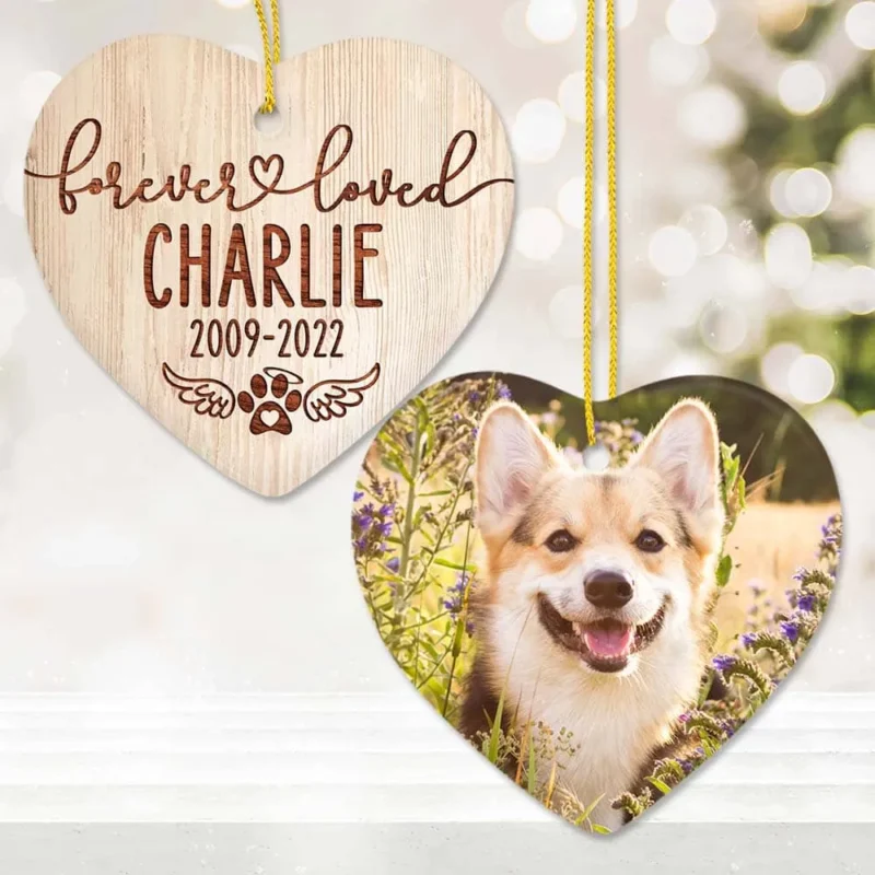personalized dog cat memorial ceramic ornament gifts forever loved custom photo hw2kl