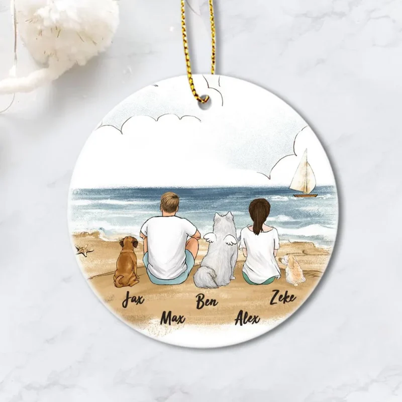 personalized dog couple beach christmas ceramic ornament christmas dog ornaments dog dog owners printed on both sides afezf