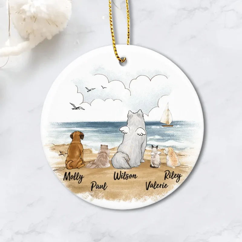 personalized family ornaments with dog cat dog and cat ornaments beach personalized christmas ceramic ornaments printed on both sides e99if