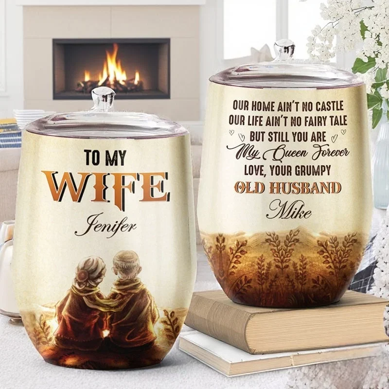 You Wear No Crown But You Rule My World Matching Personalized Tumblers for Couples Gift Husband Wife Anniversary Thumb